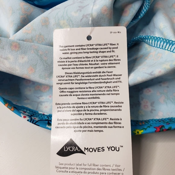Land's End Ditsy Bright Floral Lycra Xtra Life Chlorine Resistant SPF 50 Tankini - Picture 5 of 11